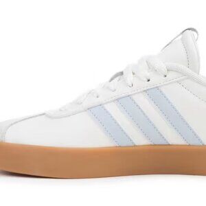 Adidas White and Light Blue Sneakers with Brown Sole